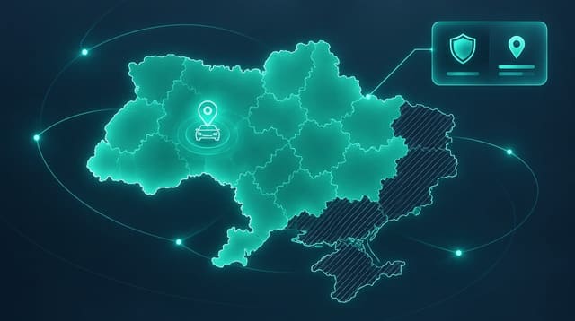 Стилізована мапа України з позначеними зонами дії та винятками страхового покриття — територія страхування воєнних ризиків на сайті FinBest