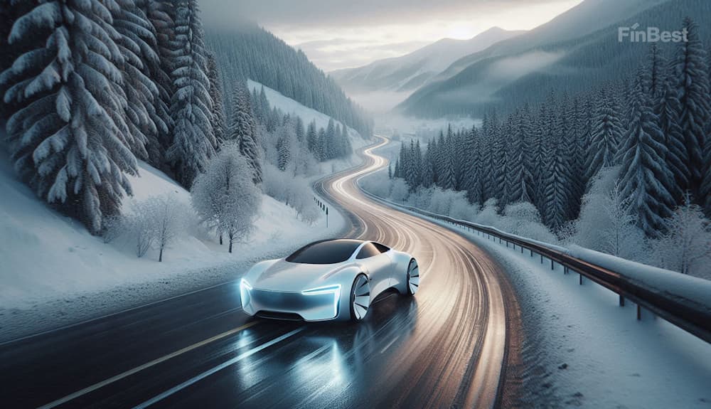 Позашляховик на засніженому гірському серпантині Карпат 2026 — онлайн-страхування авто FinBest.