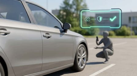 Власник авто оглядає невелику подряпину на дверях автомобіля після паркування та звертається до страхової за КАСКО, оформленим онлайн на сайті FinBest